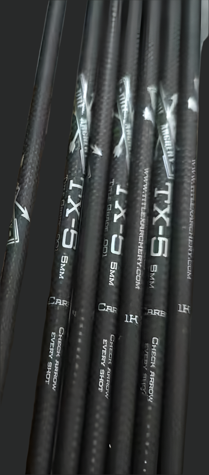 TX-5 Carbon Arrows (.204 diameter) 5mm (12 Shafts) .001 Straightness