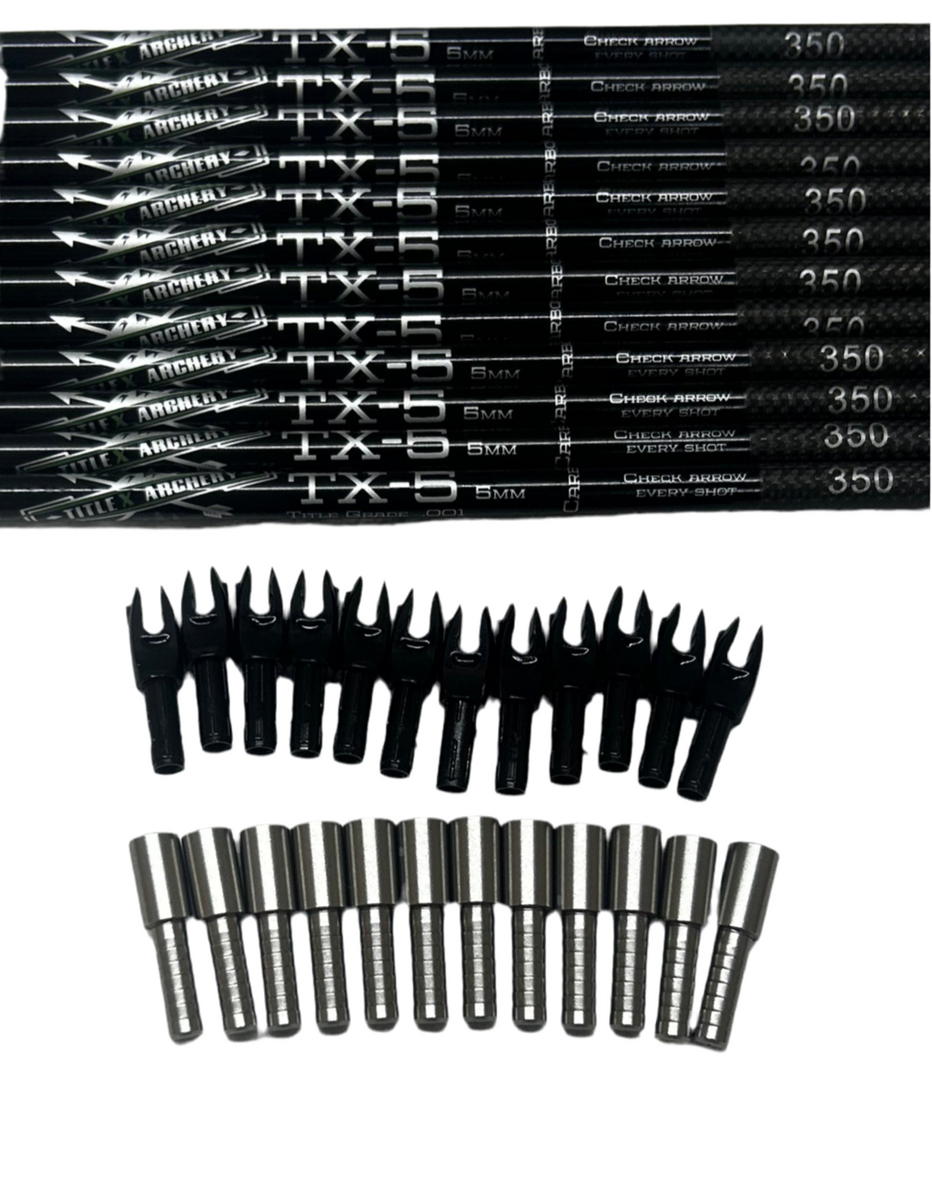 TX-5 Carbon Arrows (.204 diameter) 5mm (6 Shafts) .001 Straightness