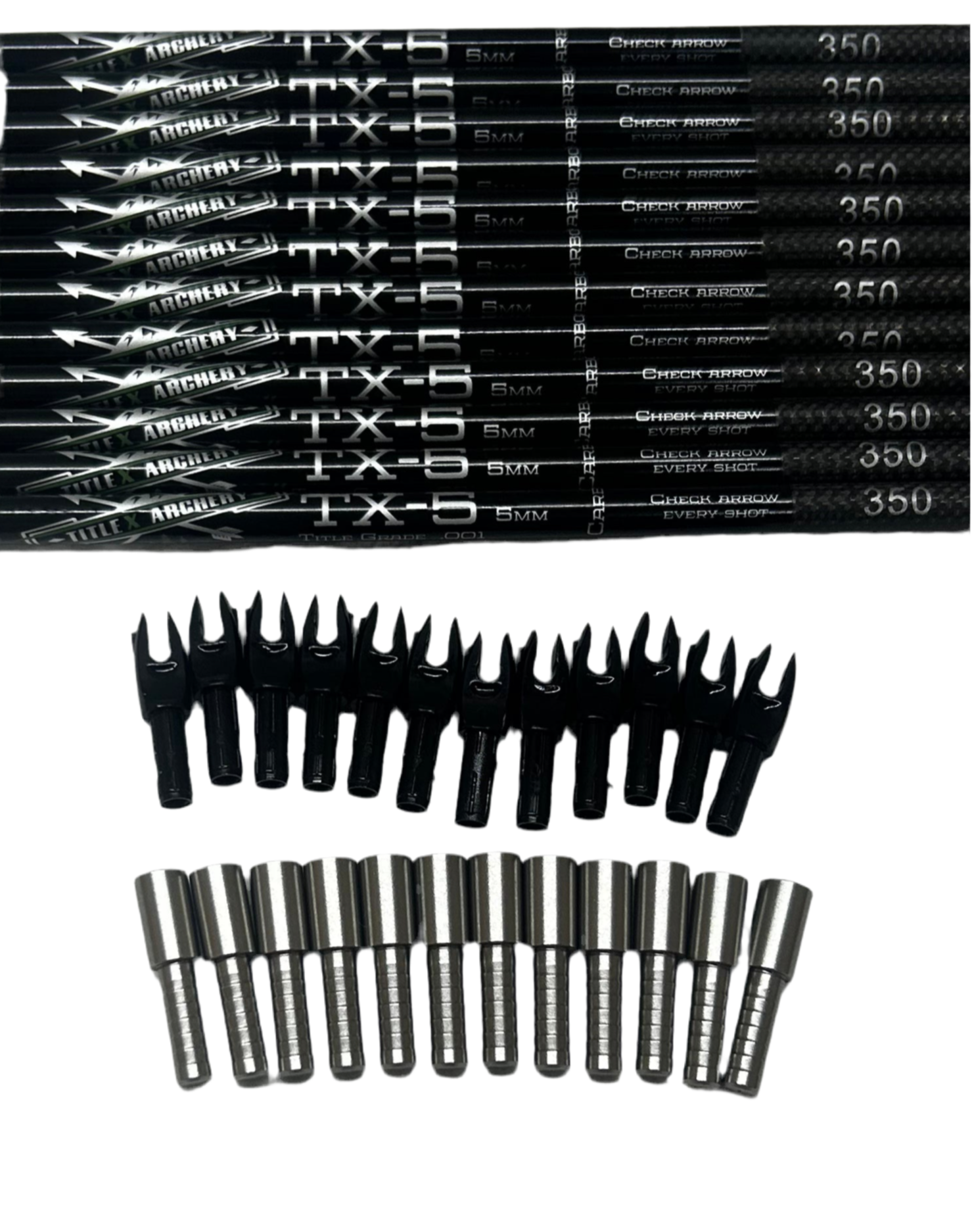 TX-5 Carbon Arrows (.204 diameter) 5mm (12 Shafts) .001 Straightness